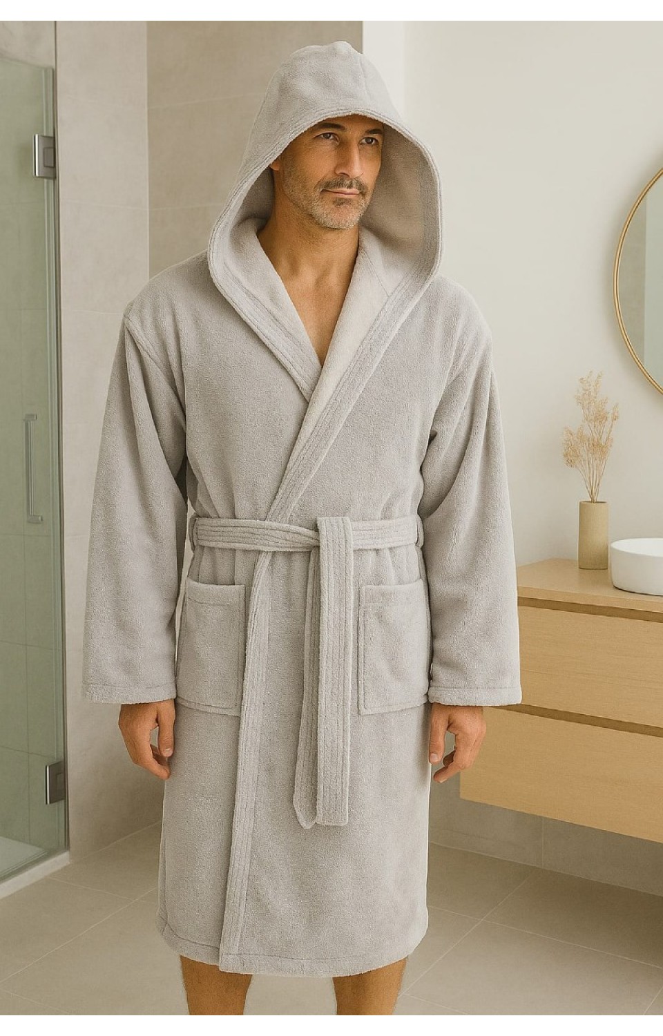 Bambu Penye İplik Yumuşak Dokulu Su Emiciliği Yüksek Unisex Kadın Erkek Bornoz