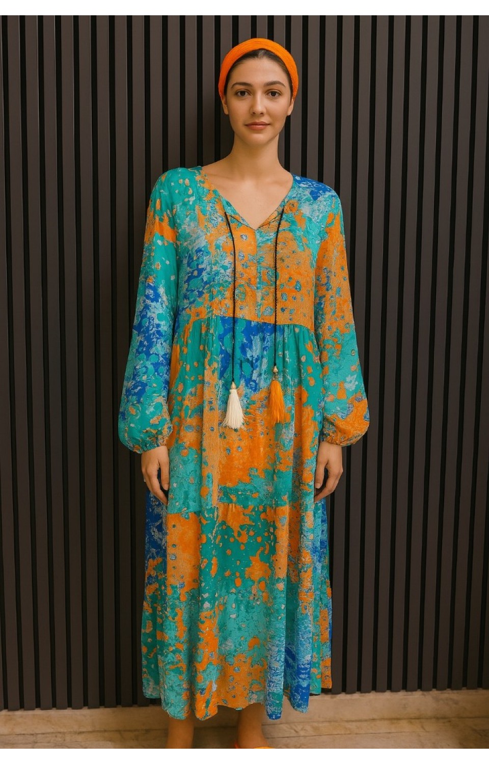 Kadın Yazlık Uzun Çok Renkli Elbise