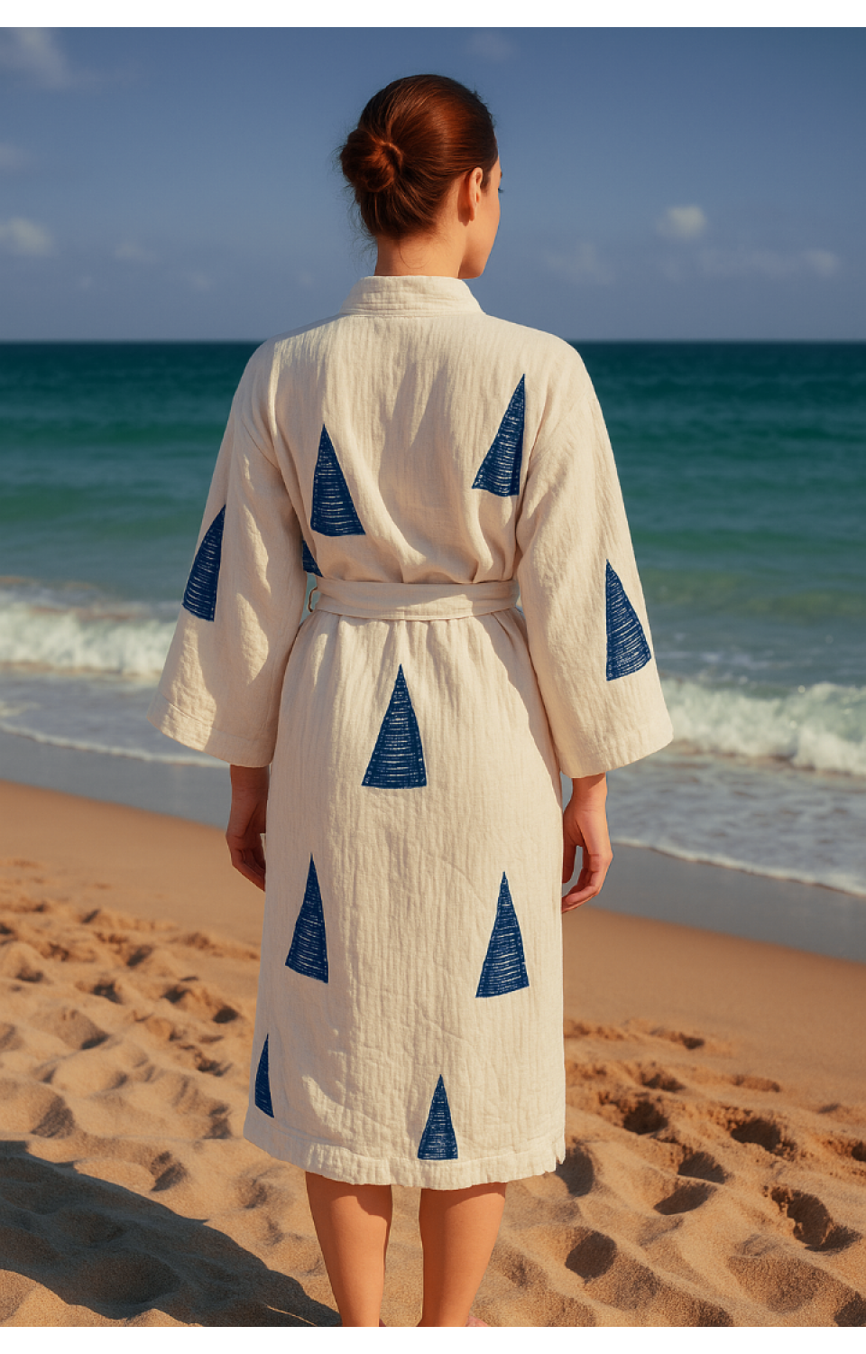   4 Kat Natürel Müslin Pamuk Kumaş Kimyasal İşlem Görmemiş El Baskılı Kaftan Kimono Peştemal Bornoz20