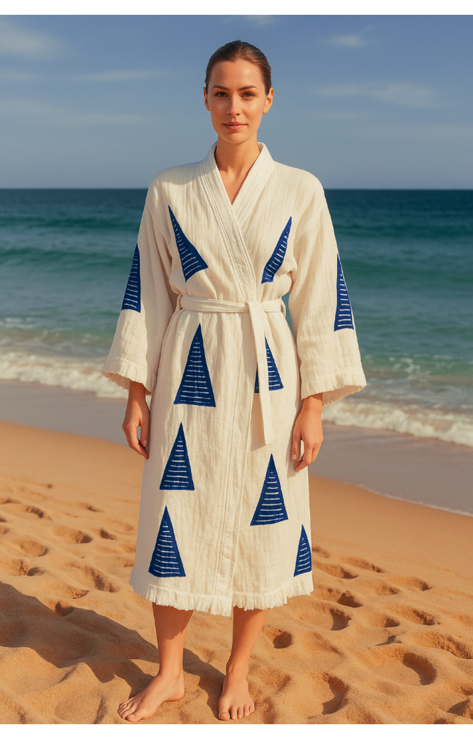   4 Kat Natürel Müslin Pamuk Kumaş Kimyasal İşlem Görmemiş El Baskılı Kaftan Kimono Peştemal Bornoz20