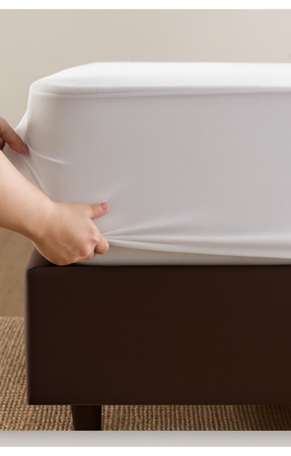 Micro Kumaş PU Fitted Kenar Çift Kişilik Sıvı Geçirmez Yatak Koruyucu Alez