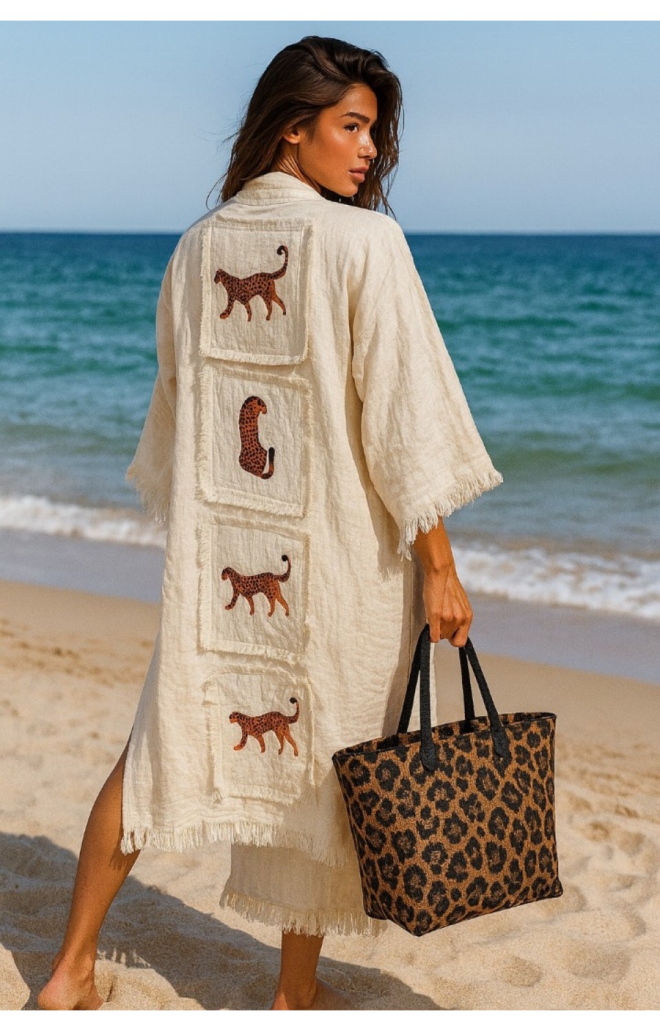 4 Kat Natürel Müslin Pamuk Kumaş Kimyasal İşlem Görmemiş El Baskılı Kaftan Kimono Peştemal Bornoz12