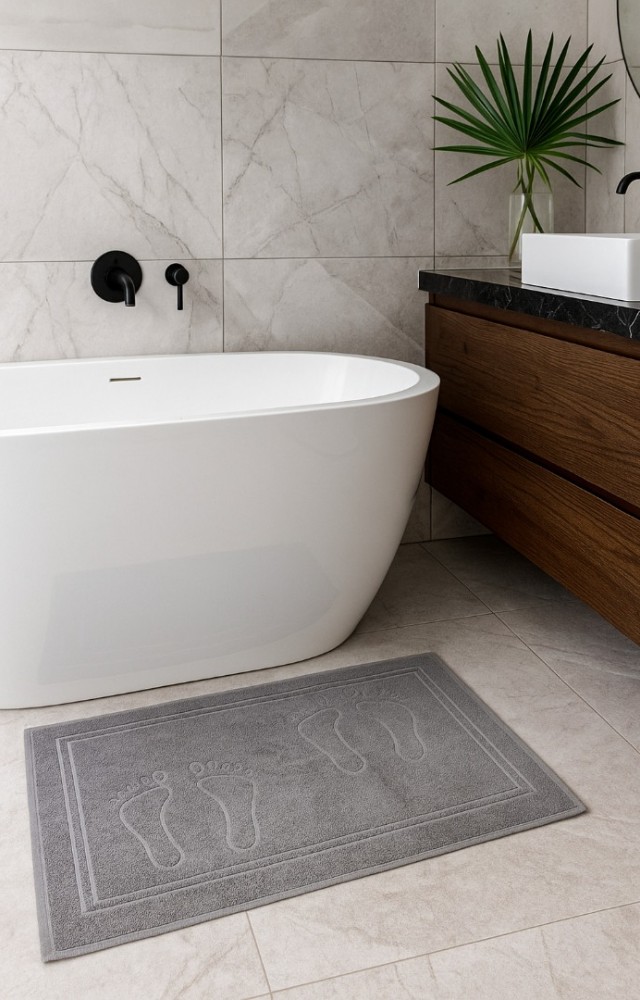 %100 Doğal Pamuk 2 Adet 50X80 Gri Banyo Ayak Havlusu