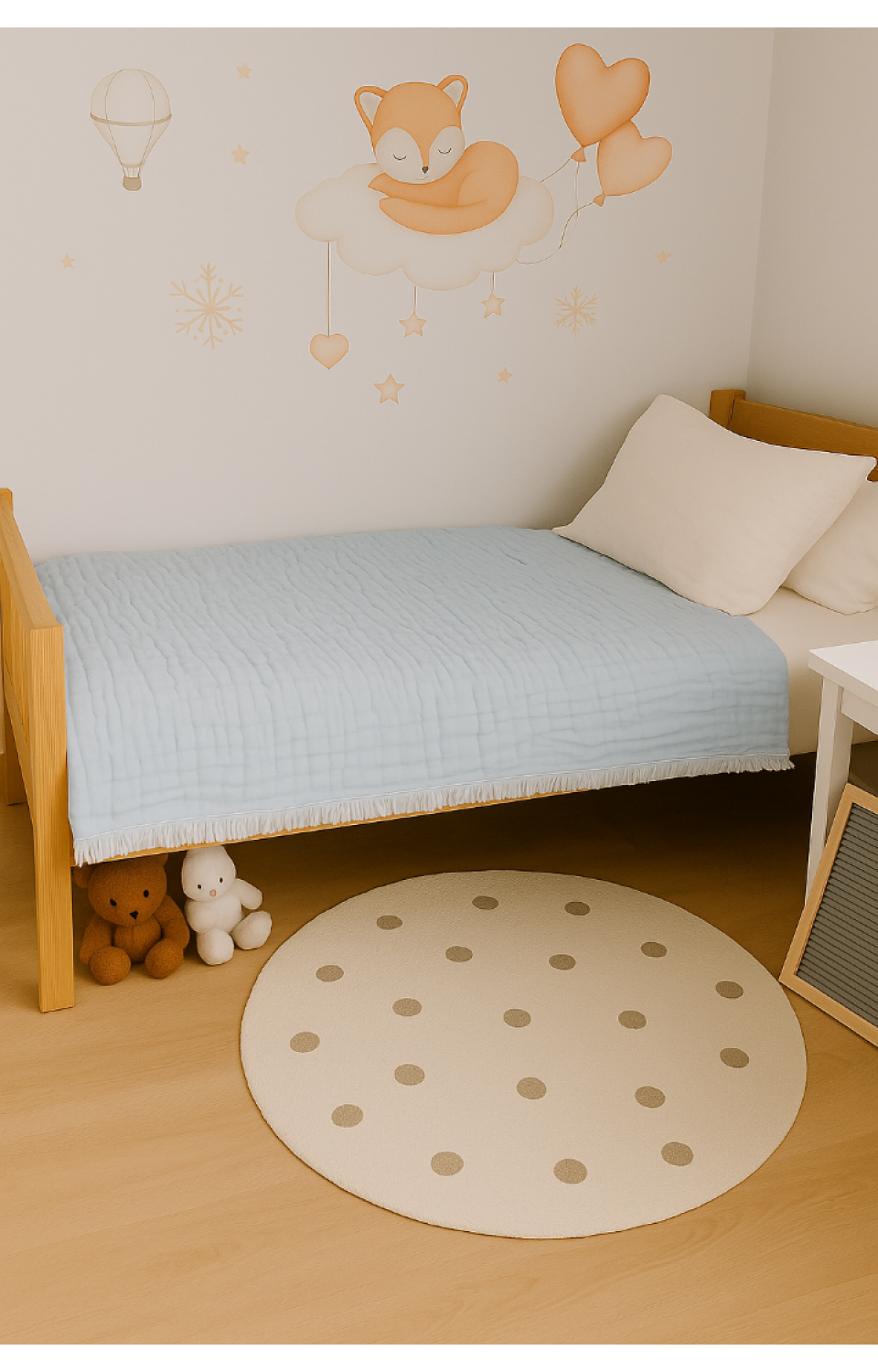 Müslin 6 Katlı İçi Silikon Dolgulu Çift Taraflı 100 X 120 cm Bebek Çocuk Battaniyesi Mavi