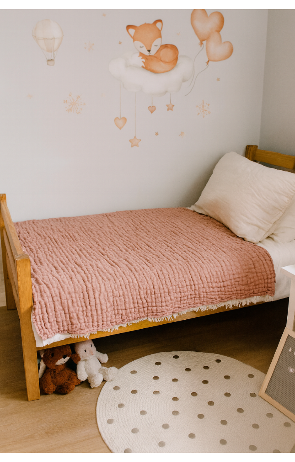 Müslin 6 Katlı İçi Silikon Dolgulu Çift Taraflı  100 X 120 cm Bebek Çocuk Battaniyesi Koyu Pembe