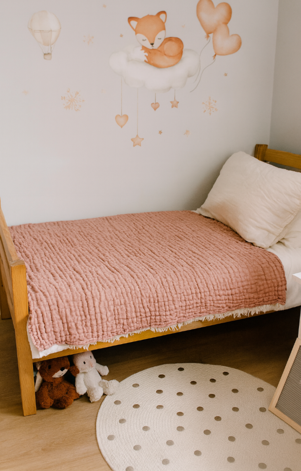 Müslin 6 Katlı İçi Silikon Dolgulu Çift Taraflı  100 X 120 cm Bebek Çocuk Battaniyesi Koyu Pembe