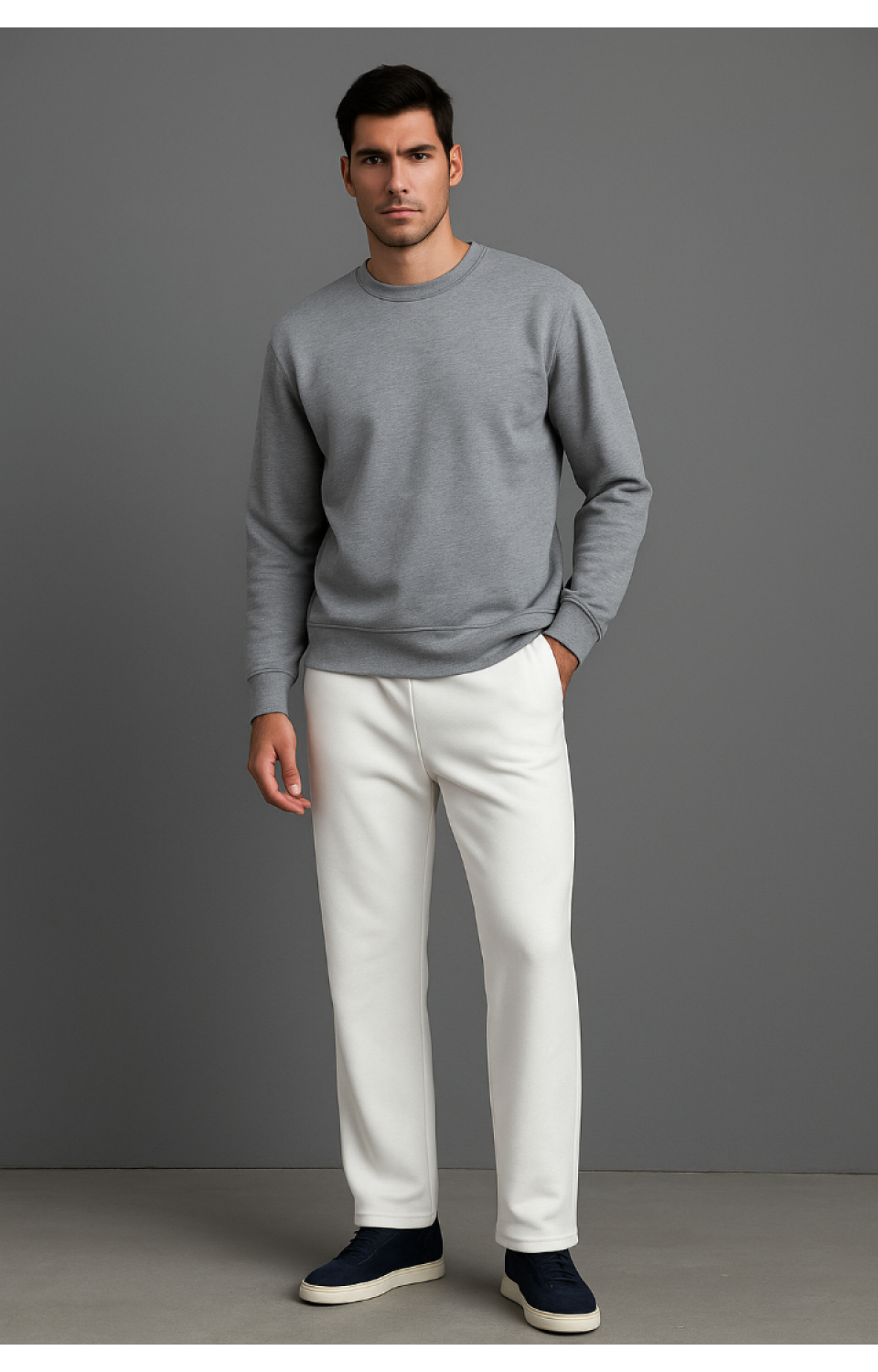 Düz Paça Cepli 3 İplik Erkek Eşofman Altı