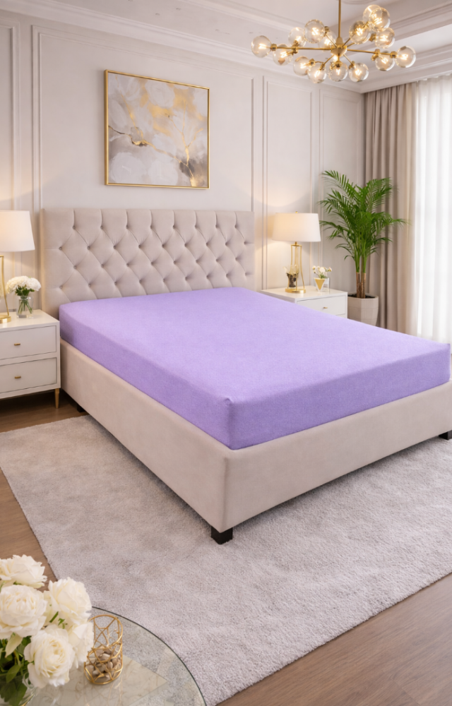 Çift Kişilik Lastikli Penye Çarşaf Lila