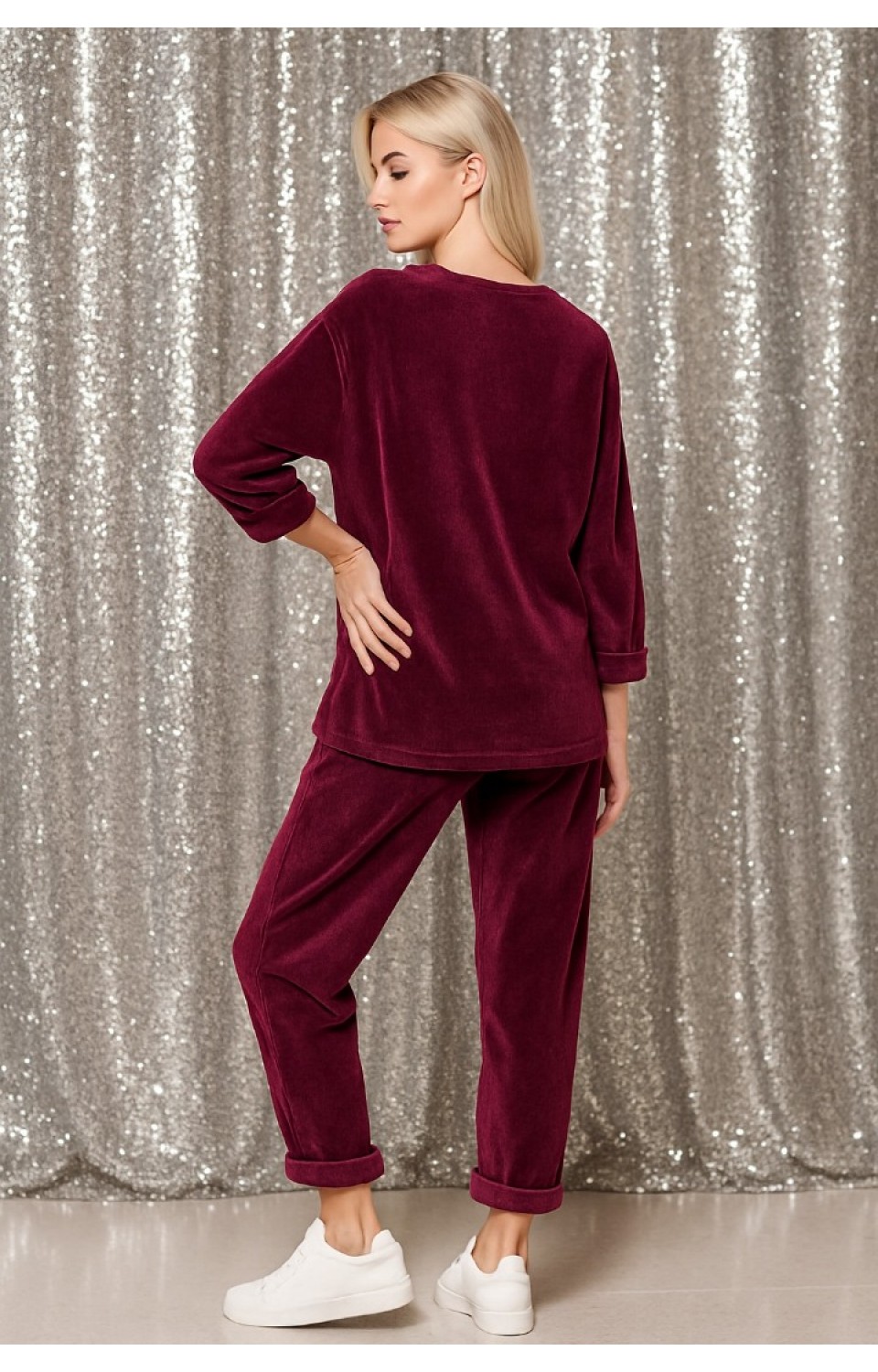 Kadife Kadın Alt Üst Takım Fuşya