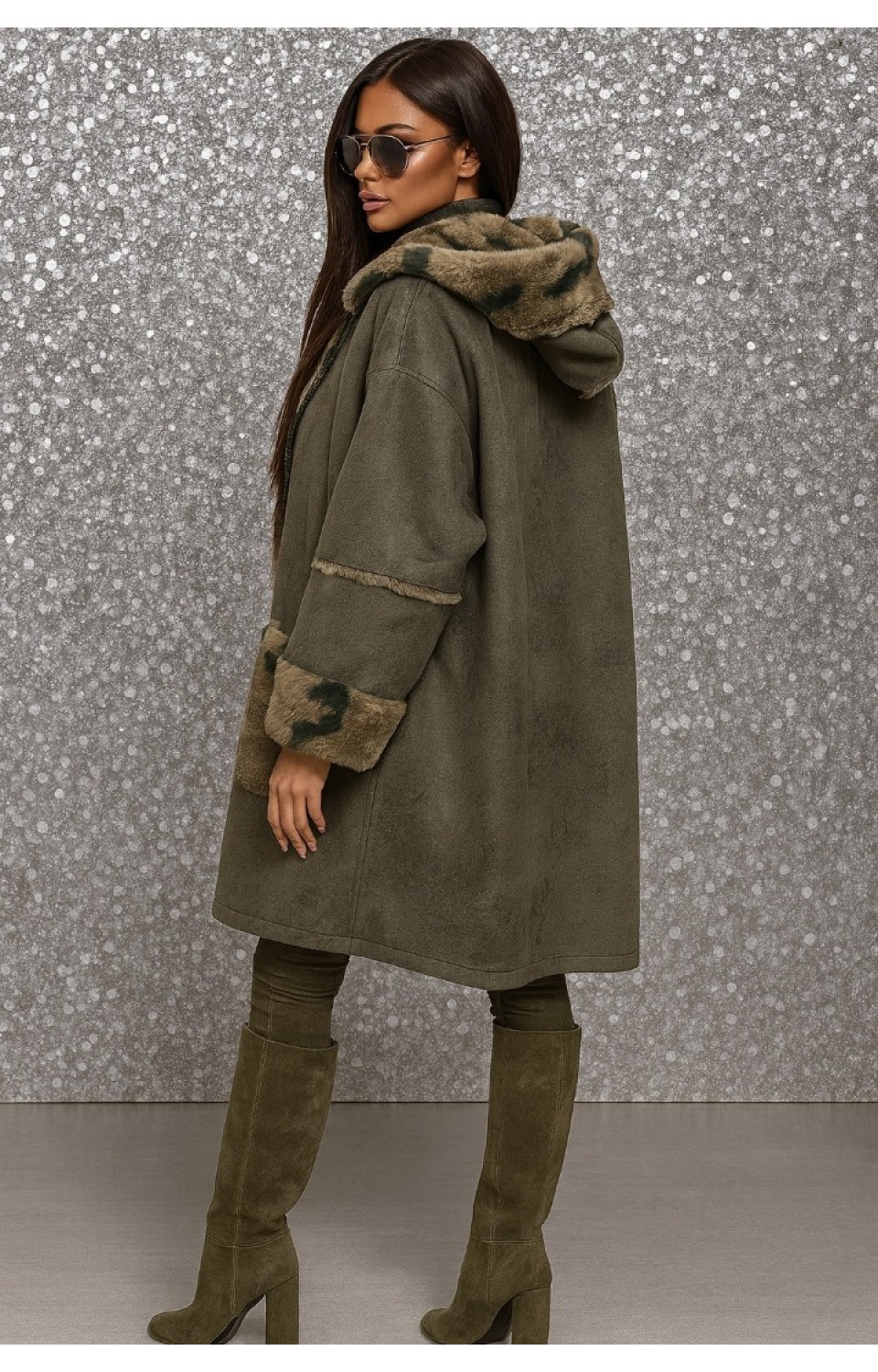 İçi Peluş Kamuflaj Desen Dışı Nubuk Kumaş Kadın Mont Taş Rengi İçi Peluş Kamuflaj Desen Dışı Nubuk Kumaş Kadın Mont Taş Rengi