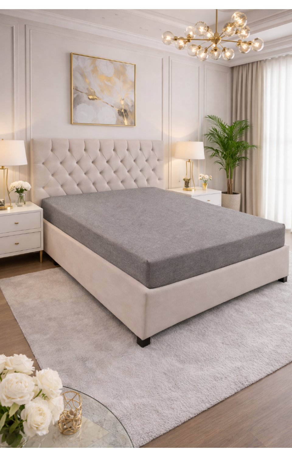 Çift Kişilik Lastikli Penye Çarşaf Gri