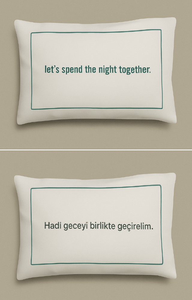 2 Adet Nakış Yazılı ve Çerçeveli 50x70 cm Pamuk Saten Yastık Kılıfı