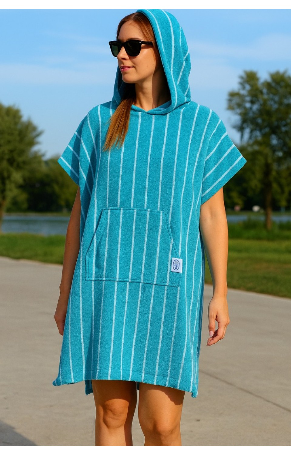 Kapüşonlu Cepli %100 Pamuk Unisex Panço (100 Boy-100En)