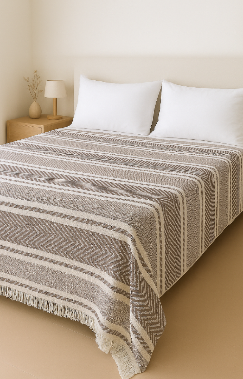 Çift Kişilik 200 x 220 cm Kahverengi Pike Yatak Örtüsü