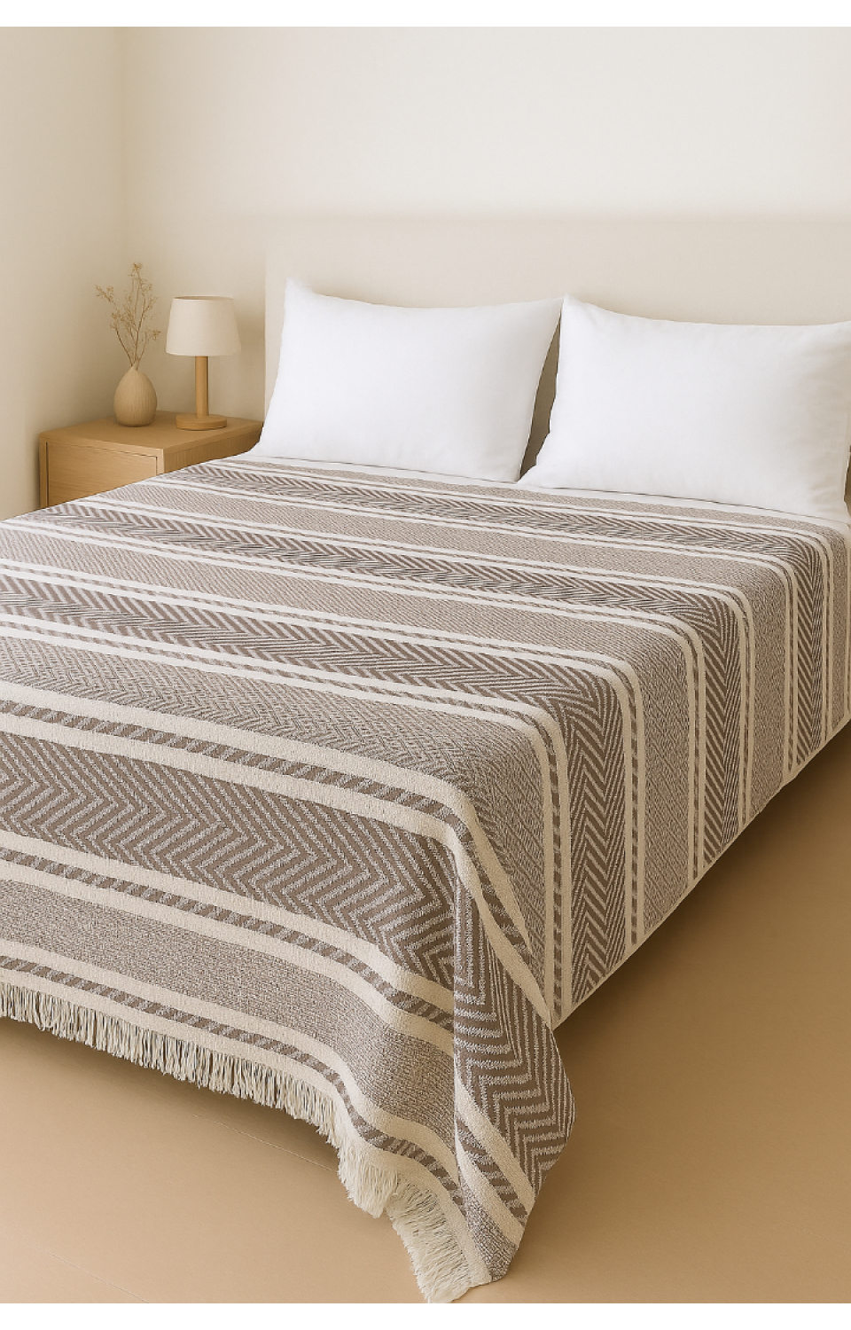 Çift Kişilik 200 x 220 cm Kahverengi Pike Yatak Örtüsü