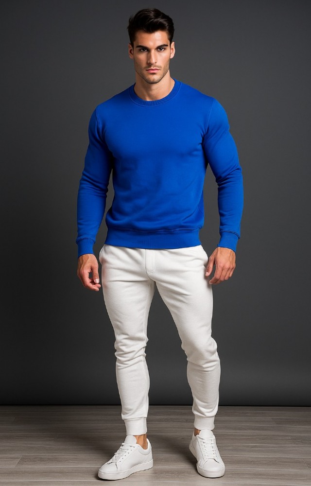 Bisiklet Yaka 3 İplik Yüksek Kaliteli Unisex Kadın Erkek Lacivert Sweatshirt