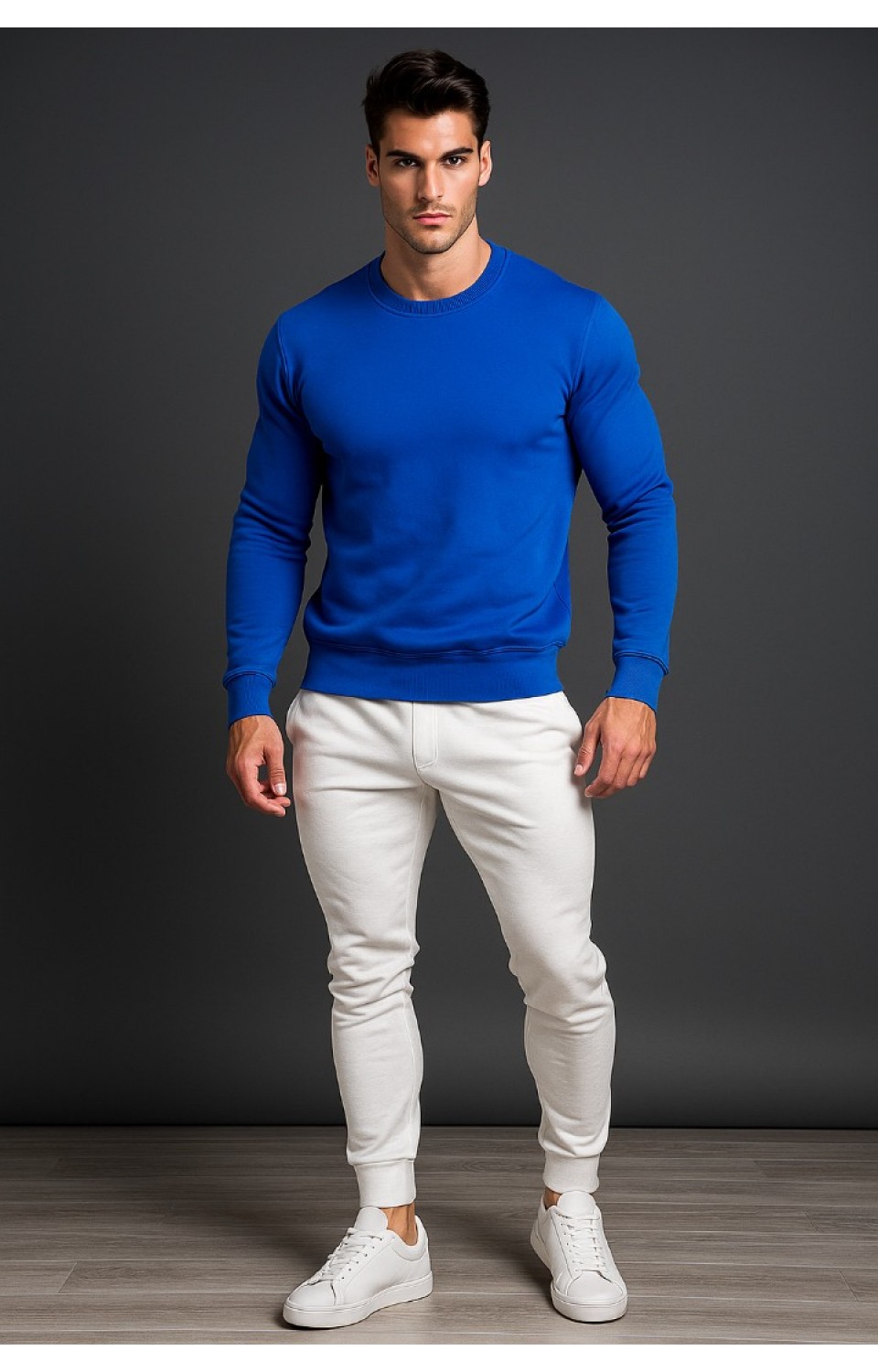Bisiklet Yaka 3 İplik Yüksek Kaliteli Unisex Kadın Erkek Lacivert Sweatshirt