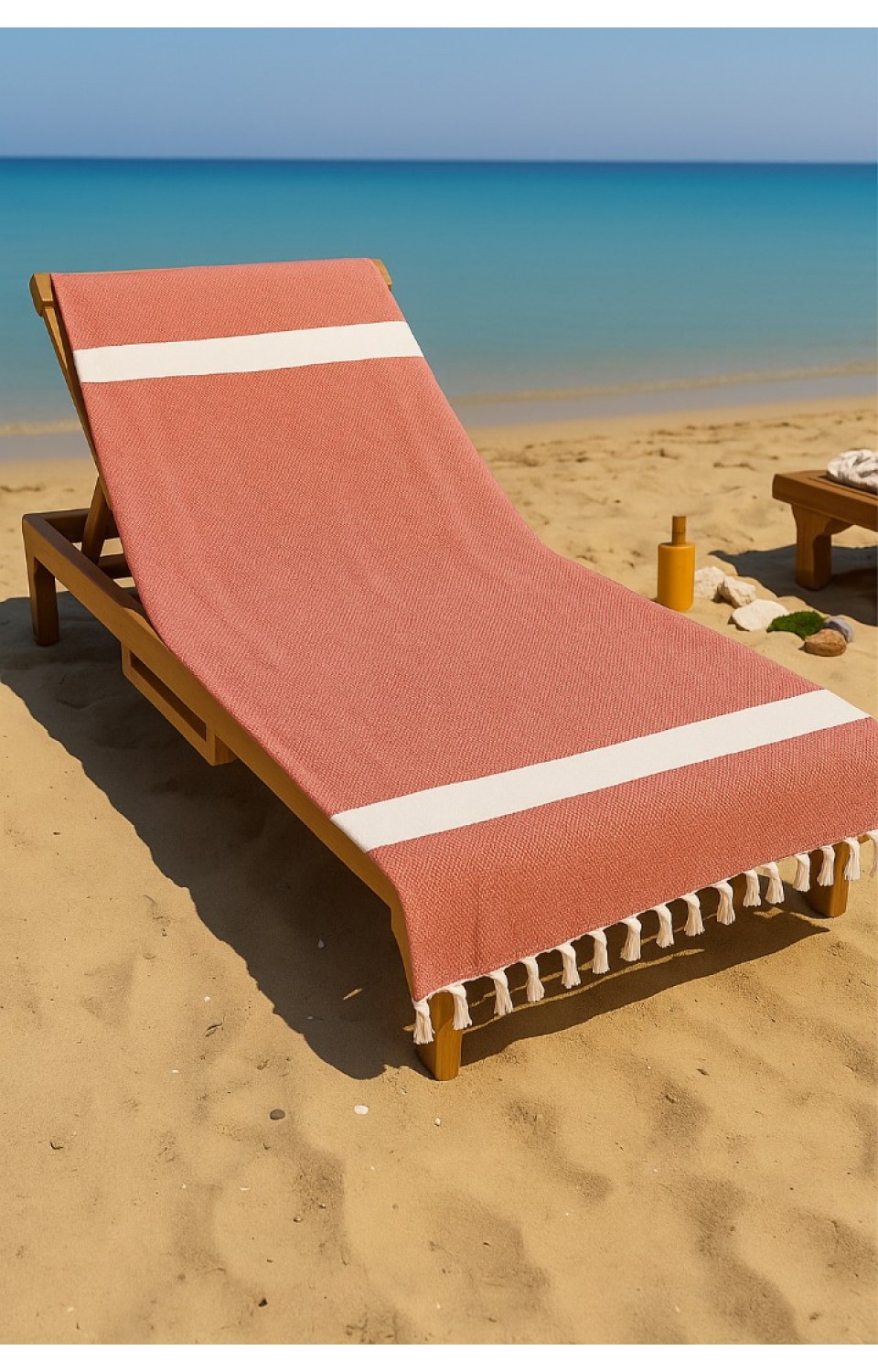 Elmas Desen %100 Pamuk 100 x 180 cm Peştemal Plaj Banyo Havlusu Kırmızı