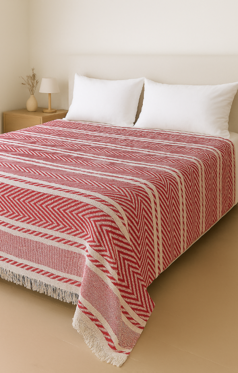 Çift Kişilik 200 x 220 cm Kırmızı Pike Yatak Örtüsü