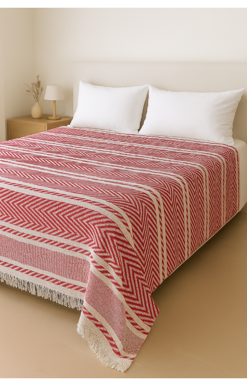 Çift Kişilik 200 x 220 cm Kırmızı Pike Yatak Örtüsü