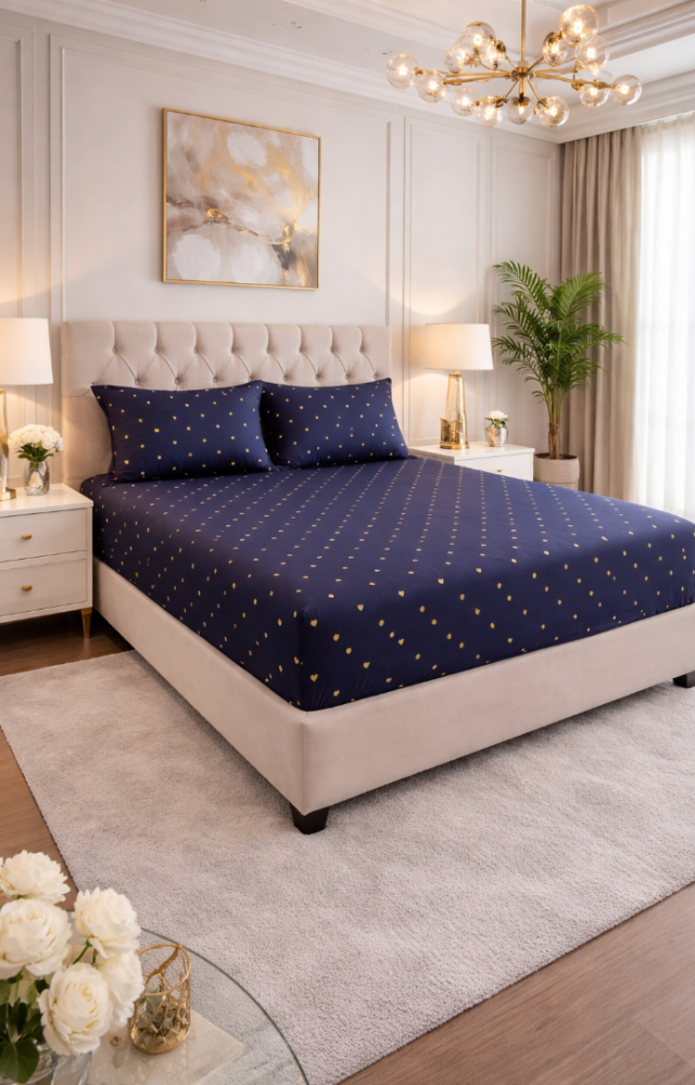 Desenli Lastikli Çarşaf 2 Adet Yastık Kılıfı Penye Çarşaf Takımı