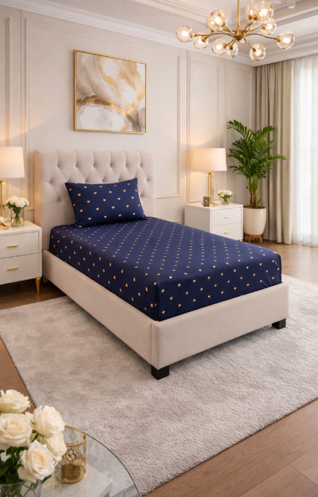 Desenli Lastikli Çarşaf 1 Adet Yastık Kılıfı Penye Çarşaf Takımı