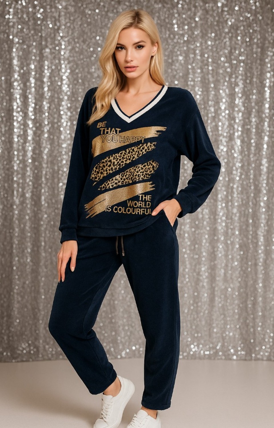 Kadife Kadın Alt Üst Takım Lacivert