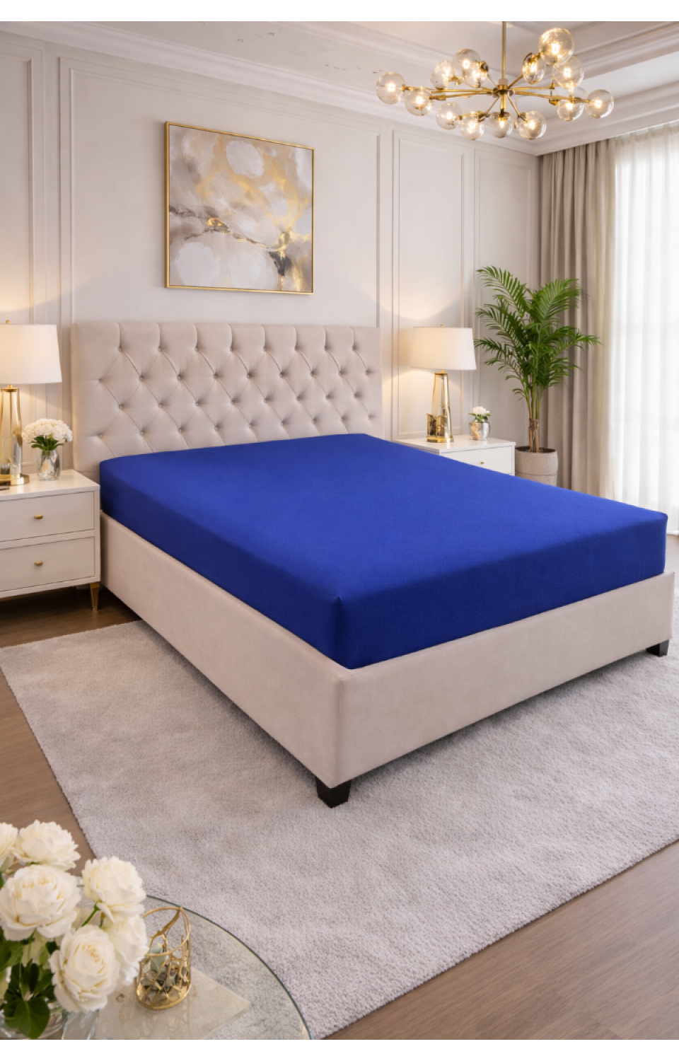 Çift Kişilik Lastikli Penye Çarşaf Lacivert