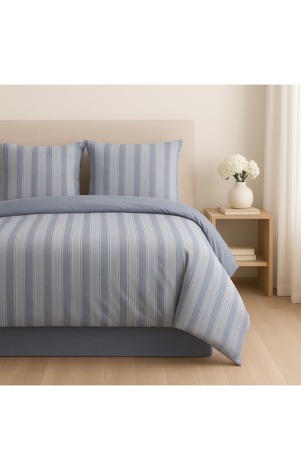 %60 Pamuk %40 Polycotton Nevresim 200x220 Çarşaf 240x260 Yastık Kılıfı 2 Adet 50x70 Mavi Nevresim Takımı