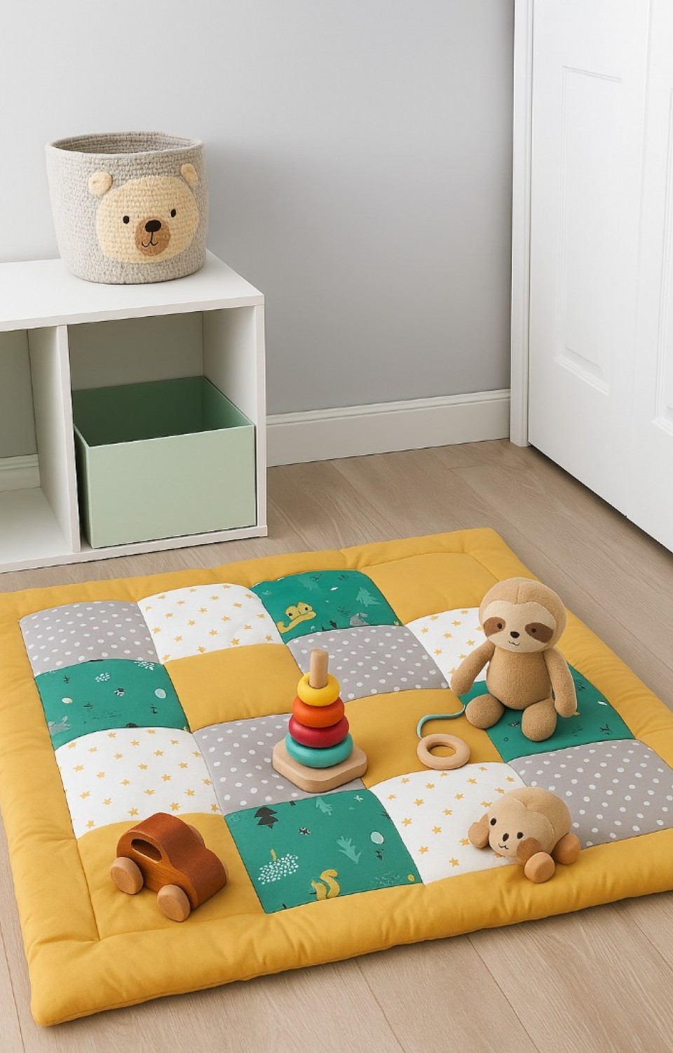 Çocuk Oyun Minderi Çadır Yer Minderi 100x100cm Pamuklu Kumaş Sünger Dolgulu Çift Taraflı Minder
