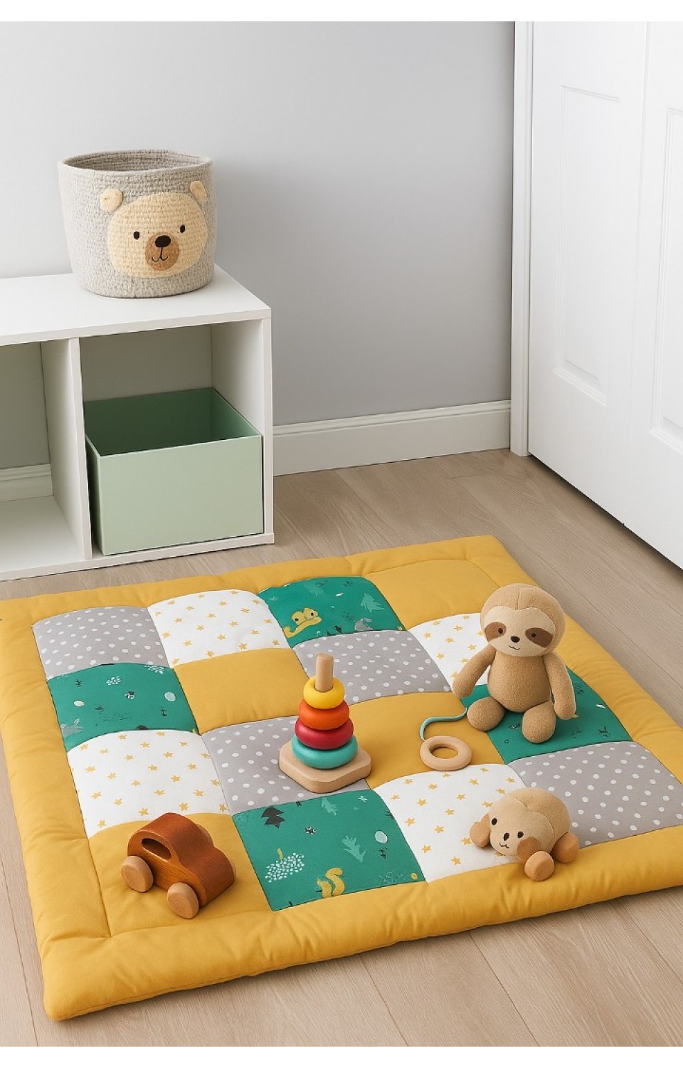 Çocuk Oyun Minderi Çadır Yer Minderi 100x100cm Pamuklu Kumaş Sünger Dolgulu Çift Taraflı Minder