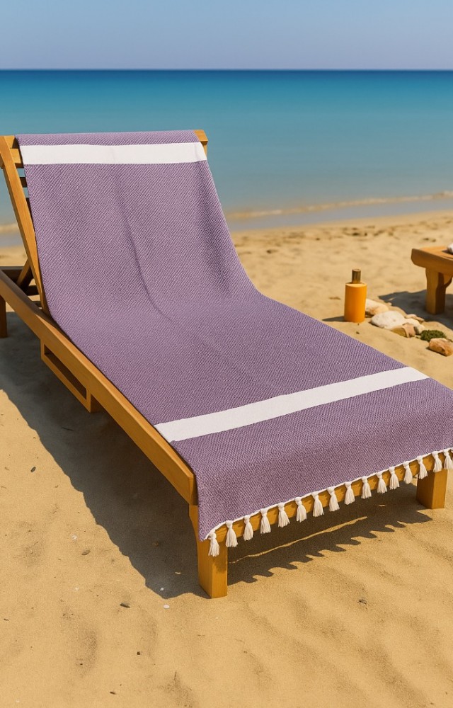 Elmas Desen %100 Pamuk 100 x 180 cm Peştemal Plaj Banyo Havlusu Açık Mor