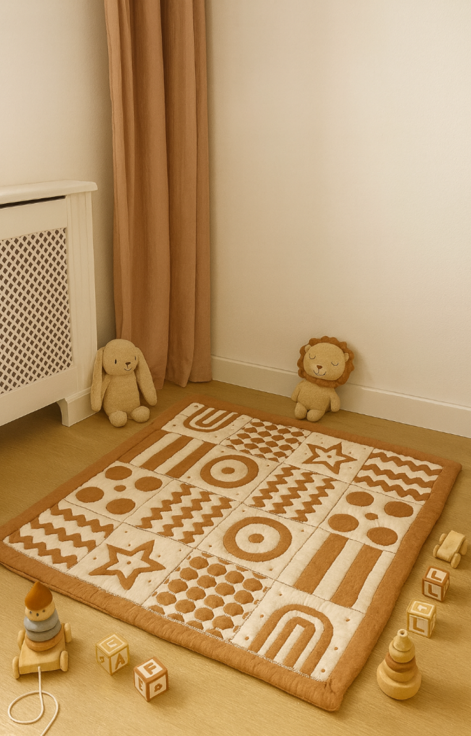 Pamuklu Örme Kumaş 100x100 cm Çift Taraflı Çocuk Oyun Minderi