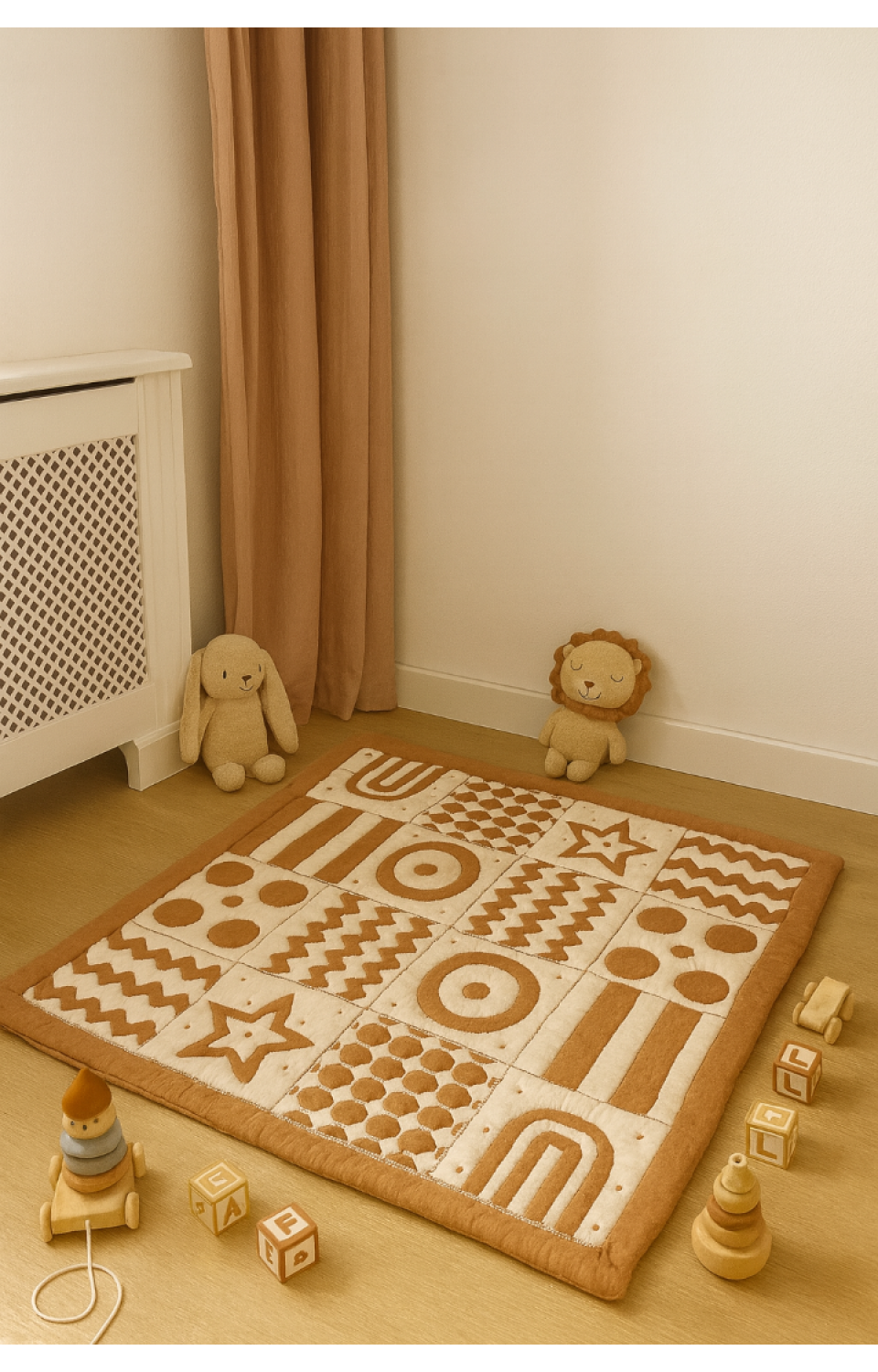 Pamuklu Örme Kumaş 100x100 cm Çift Taraflı Çocuk Oyun Minderi