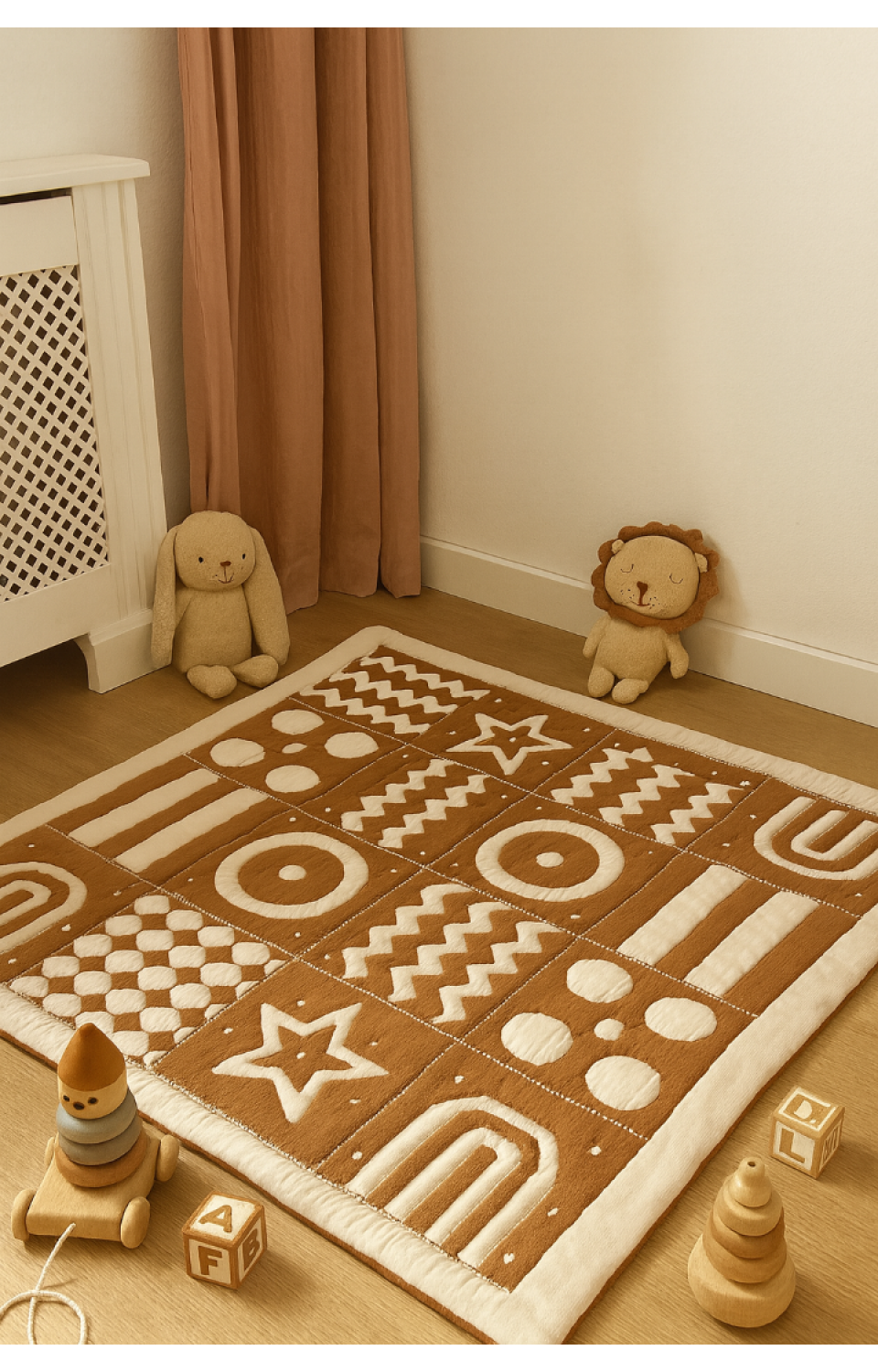 Pamuklu Örme Kumaş 100x100 cm Çift Taraflı Çocuk Oyun Minderi