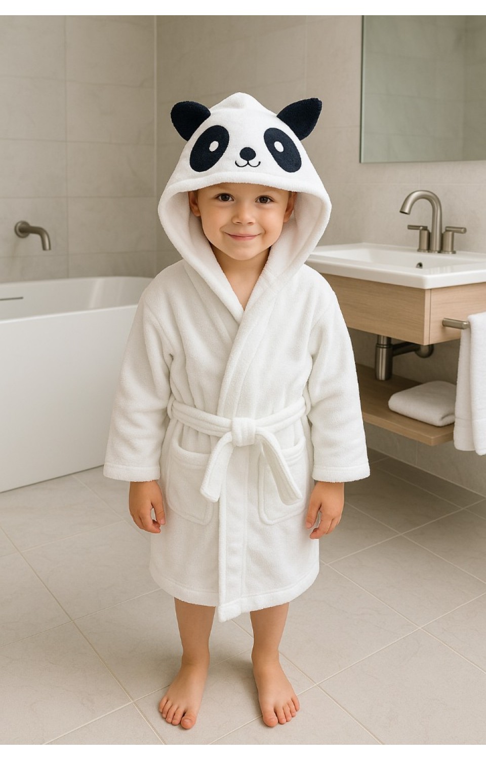 Kapüşonlu Cepli %100 Pamuk Çocuk Bornozu Mükemmel Kalite Uzun Yıllar Yumuşak Kalır Suyu Çabuk Emer