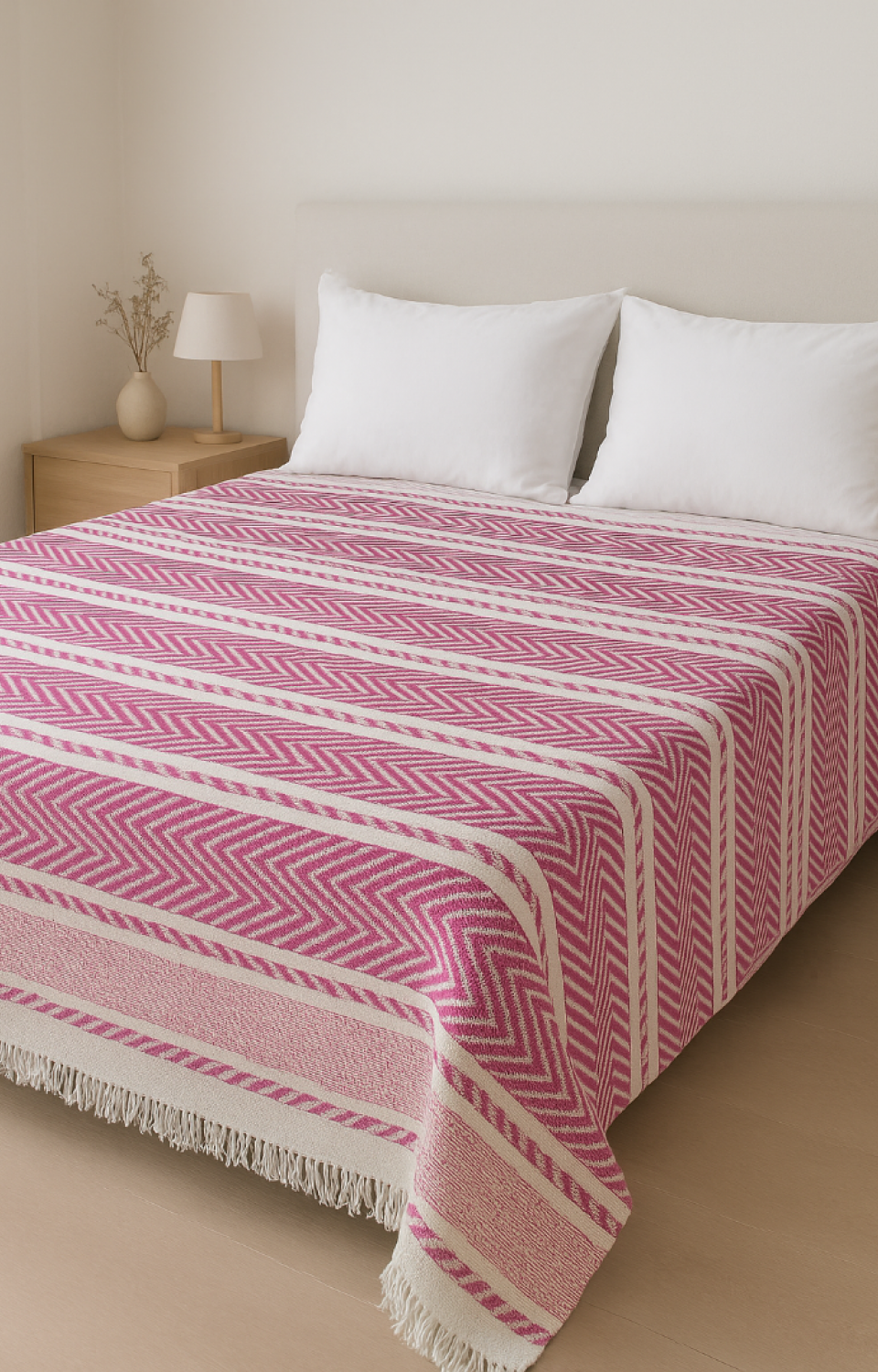 Çift Kişilik 200 x 220 cm Pembe Pike Yatak Örtüsü