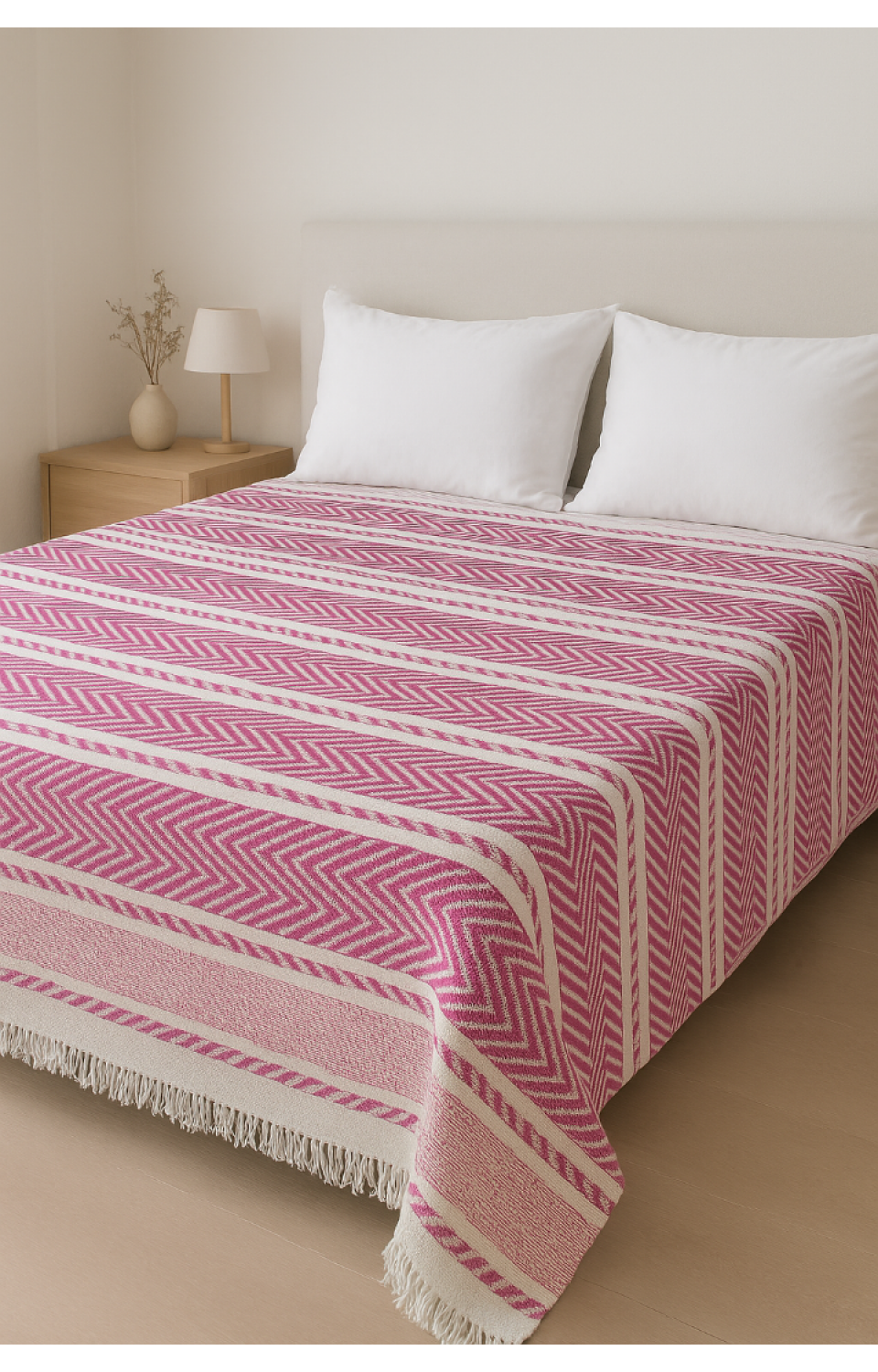 Çift Kişilik 200 x 220 cm Pembe Pike Yatak Örtüsü