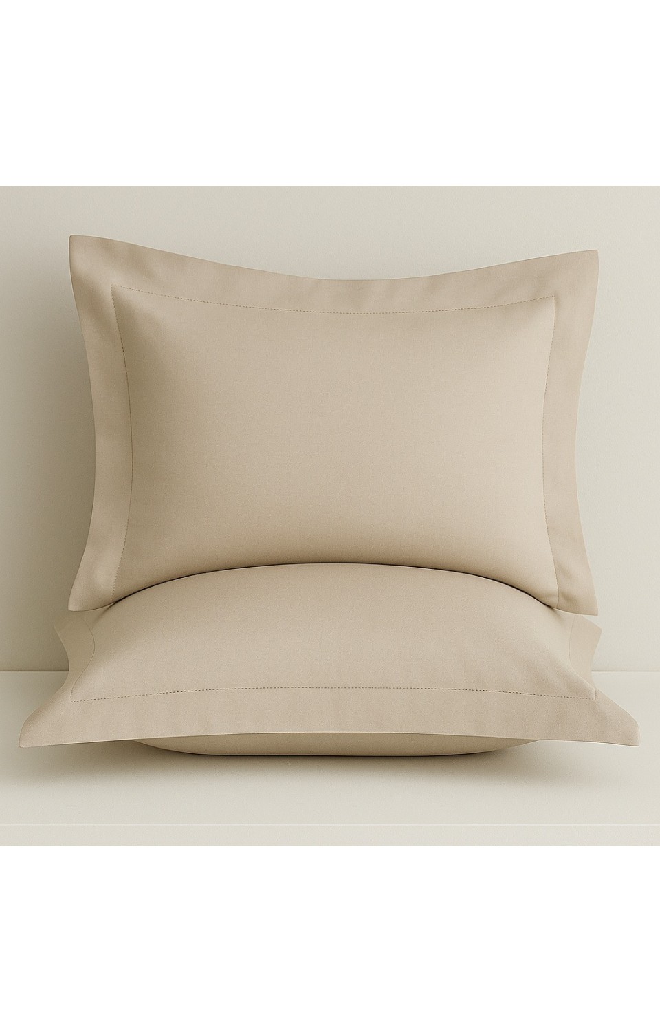 2 Adet 50x70 cm Oxford Pamuk Saten Yastık Kılıfı Bej