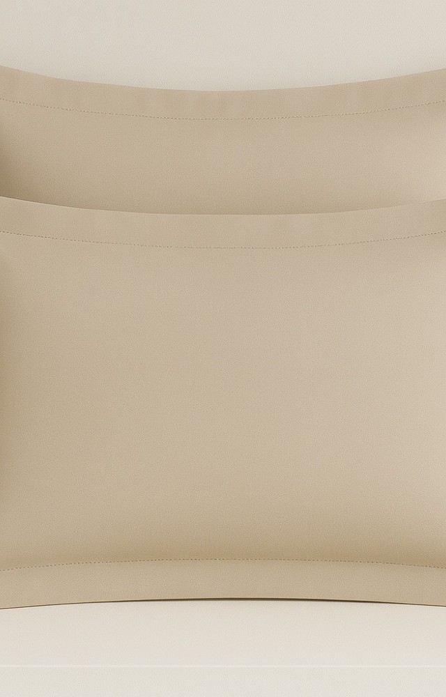 2 Adet 50x70 cm Oxford Pamuk Saten Yastık Kılıfı Bej