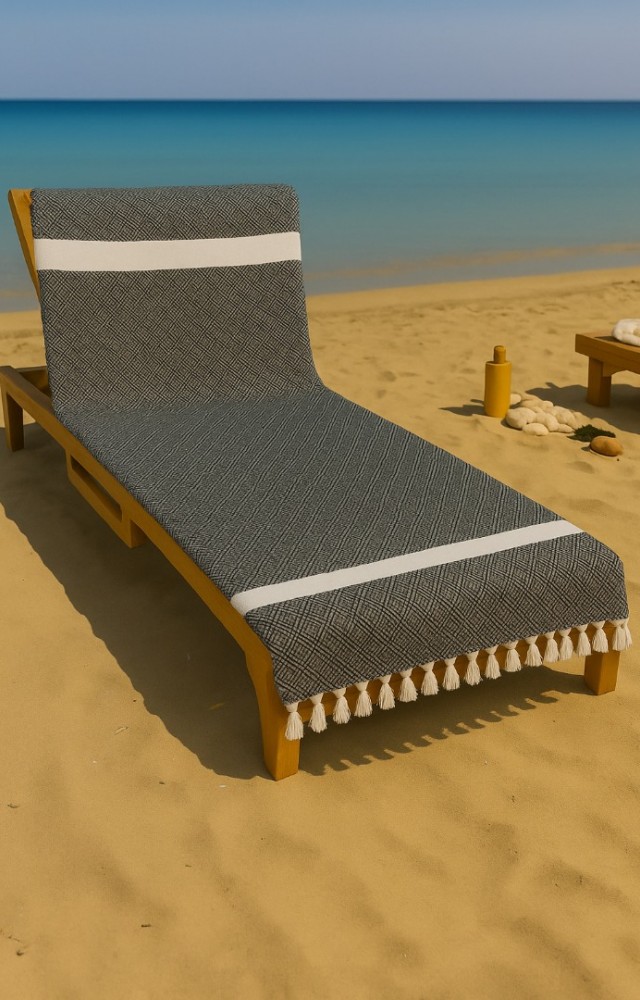 Elmas Desen %100 Pamuk 100 x 180 cm Peştemal Plaj Banyo Havlusu Siyah