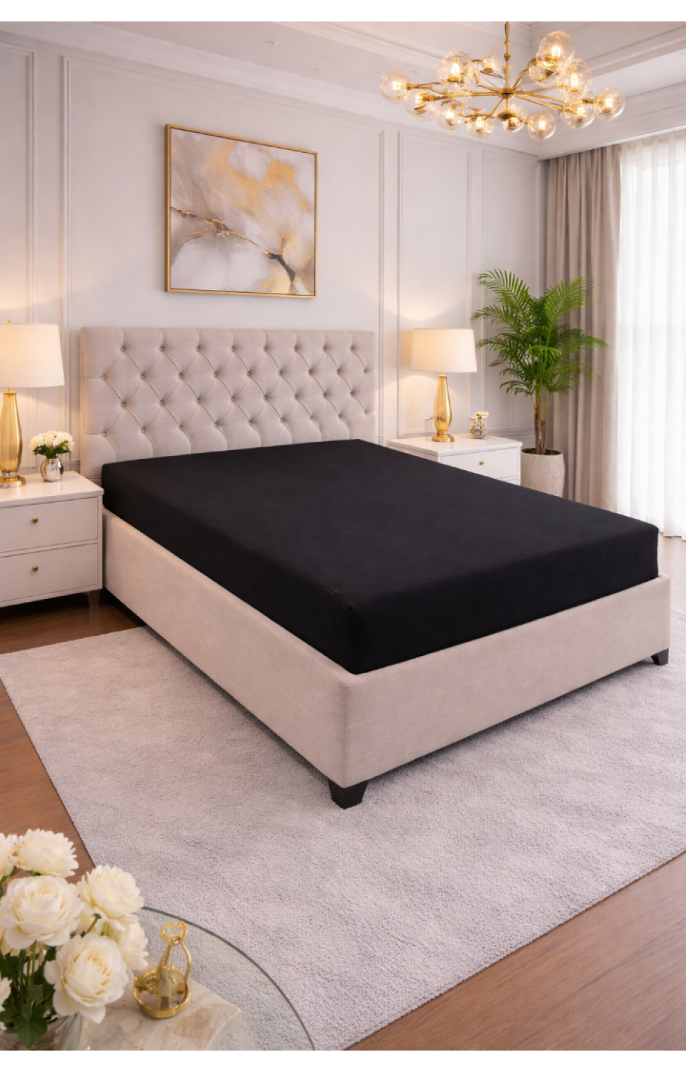 Çift Kişilik Lastikli Penye Çarşaf Siyah