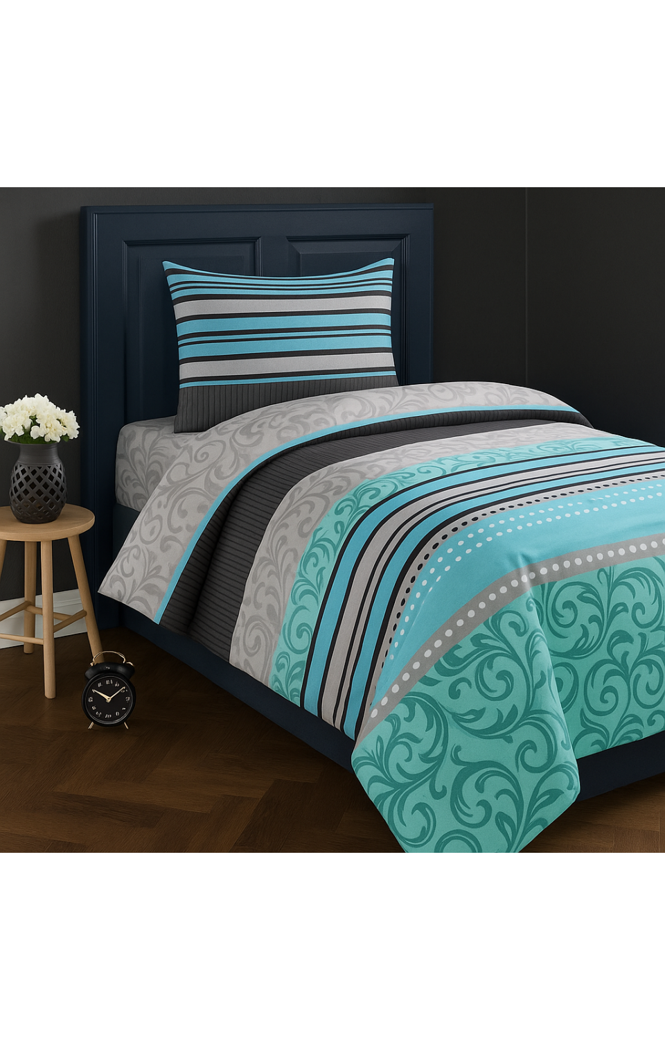 %80 Pamuk %20 Policotton Nevresim 160x220 Çarşaf 160x240 Yastık Kılıfı 1 Adet 50x70  Nevresim Takımı Mavi
