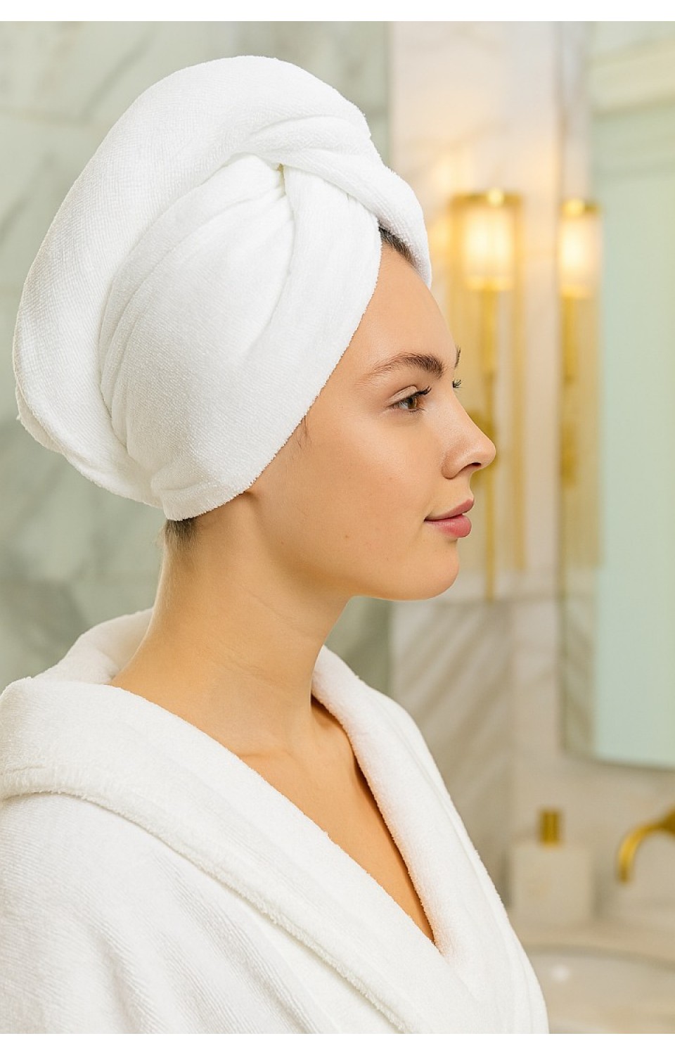 %100 Pamuk Düğmeli  Lüx Havlu Saç Bonesi