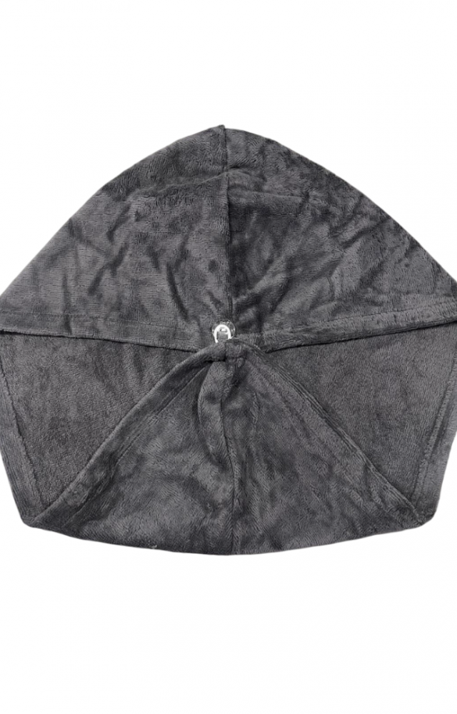 %100 Pamuk Düğmeli Lüx Havlu Saç Bonesi Antrasit