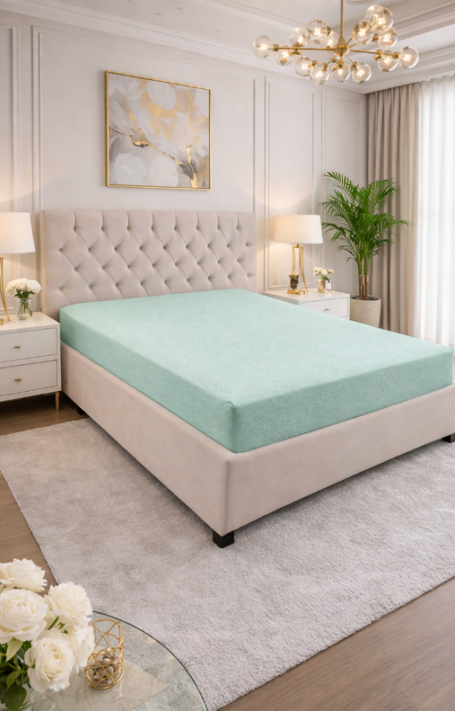 Çift Kişilik Lastikli Penye Çarşaf Su Yeşili