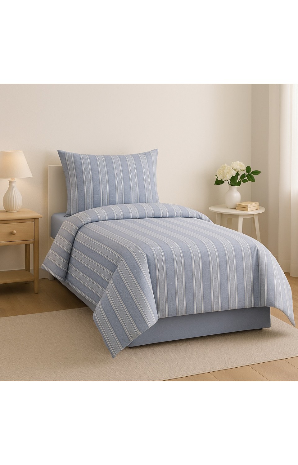 %60 Pamuk %40 Polycotton Nevresim 160x220 Çarşaf 160x240 Yastık Kılıfı 1 Adet 50x70 Mavi Nevresim Takımı