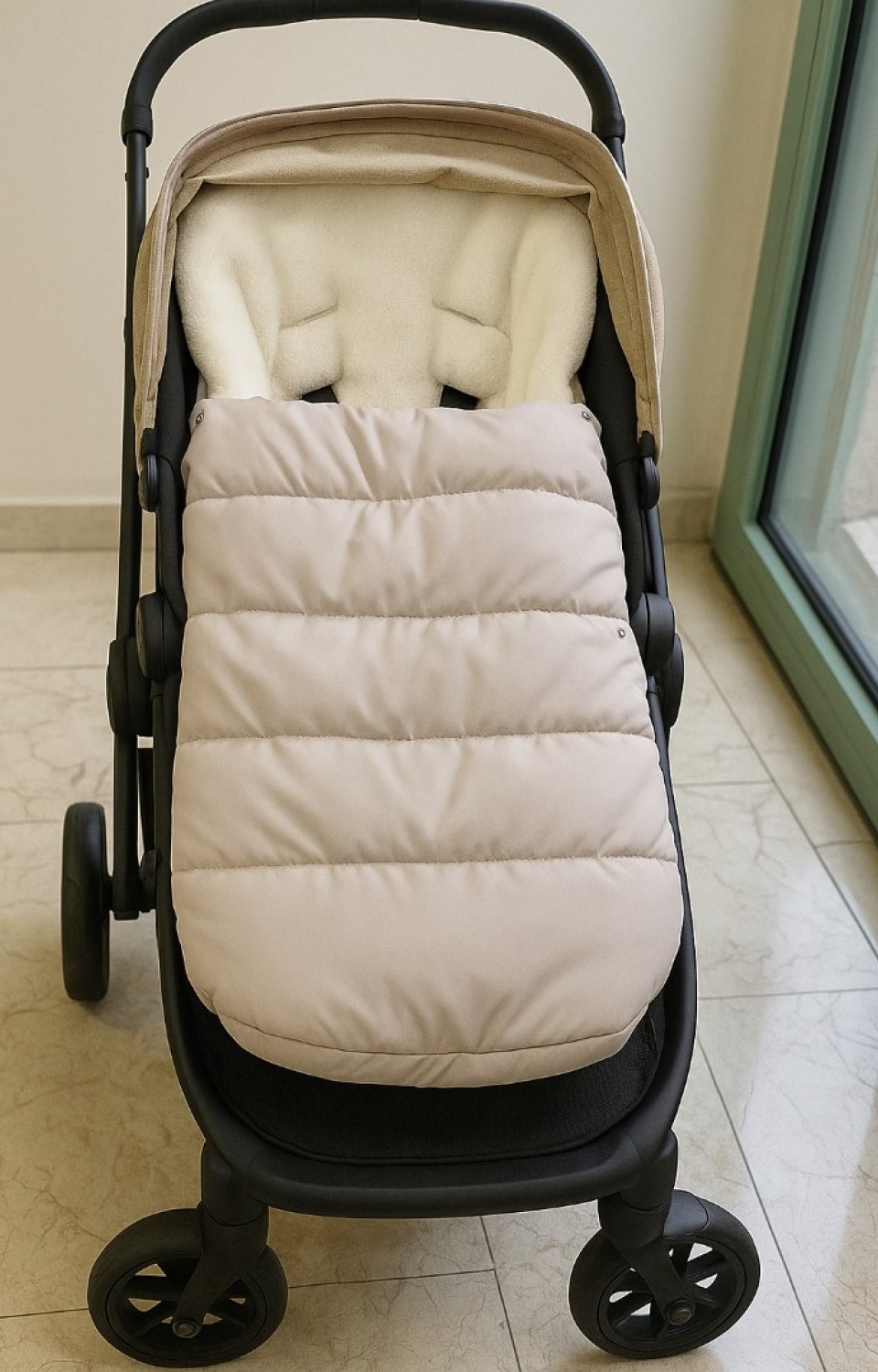 Peluş Astarlı Silikon Dolgulu Sıvı Geçirmez Kumaş Çocuk Araba Tulumu