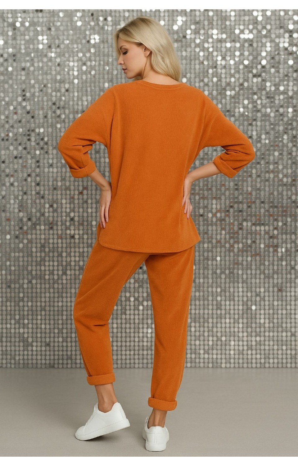 Kadife Kadın Alt Üst Takım Turuncu