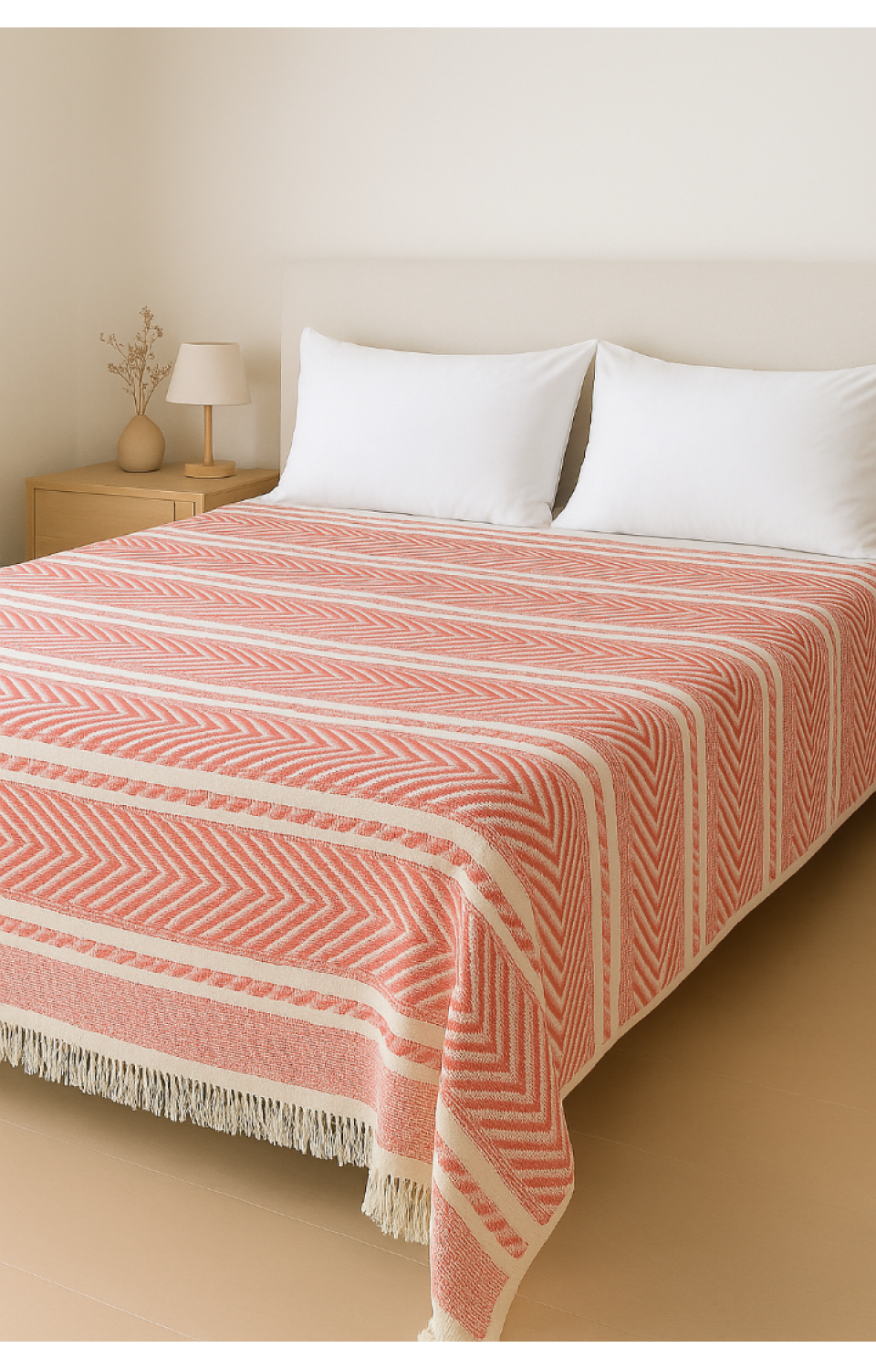 Çift Kişilik 200 x 220 cm Turuncu Pike Yatak Örtüsü
